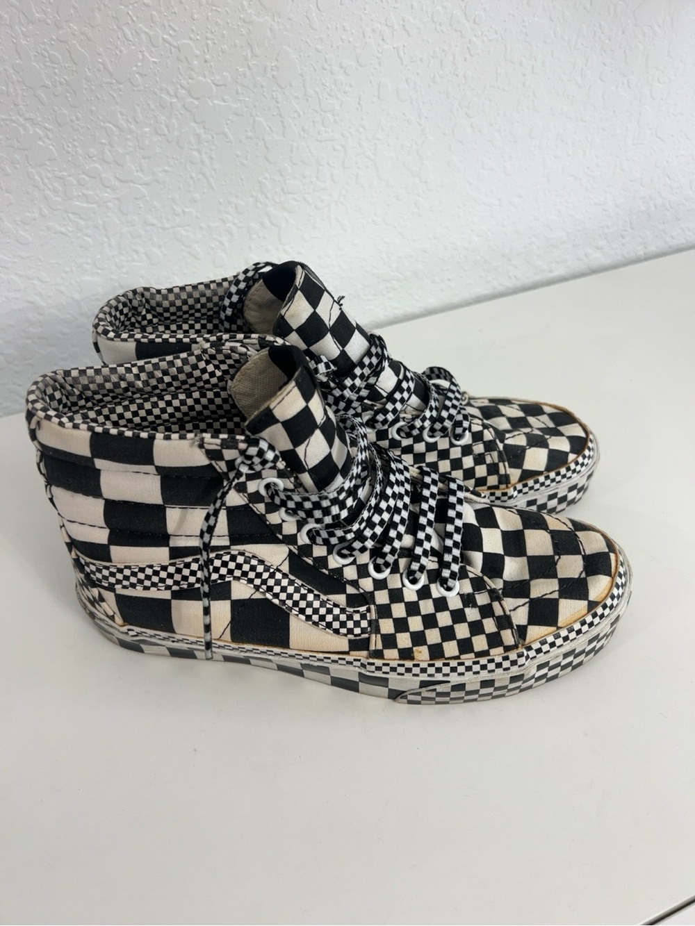 Vans Sk8-Hi Checkerboard High Top Sneakers Men’s 6 Women’s 7.5 - Picture 2 of 5